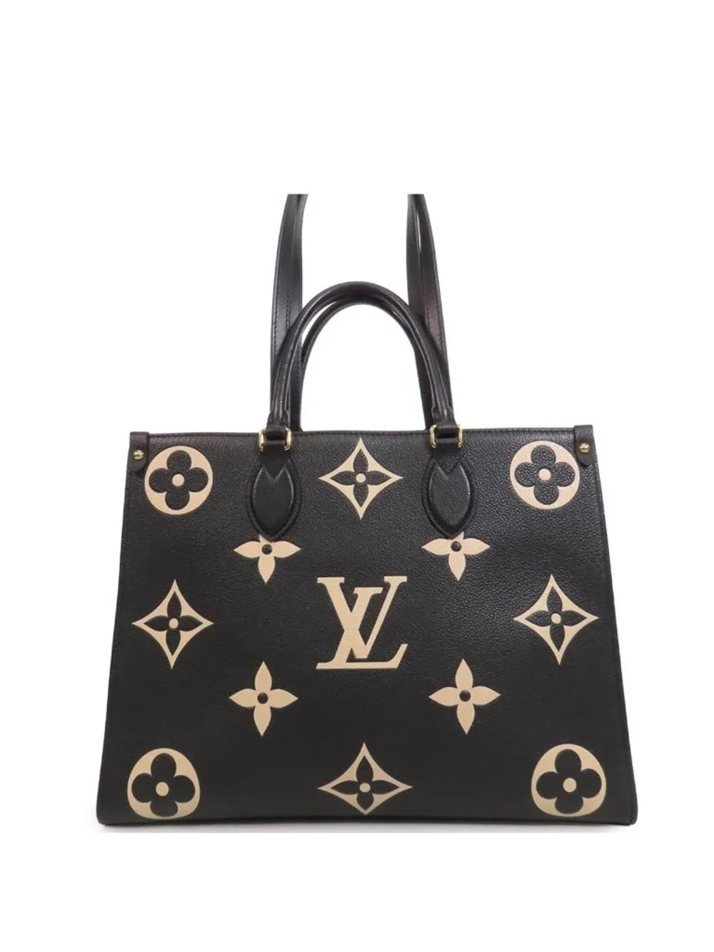 Louis Vuitton On The Go MM Black Beige Monogram Empreinte 2-Way Shoulder Bag